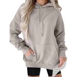 imageANRABESS Women Hoodies Long Sleeve Loose Fit Fleece Hooded Sweatshirts Drawstring Pullover Top With Pockets 2025 Fall OutfitsGrey Khaki
