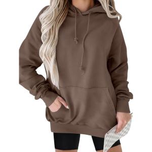 imageANRABESS Women Hoodies Long Sleeve Loose Fit Fleece Hooded Sweatshirts Drawstring Pullover Top With Pockets 2025 Fall OutfitsLight Brown