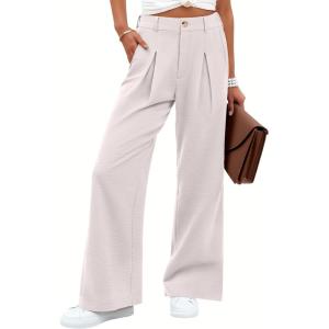 imageANRABESS Women Wide Leg Dress Pants Lightweight High Waisted Business Casual Trousers Dressy Office Work Palazzo Pants SlacksBeige