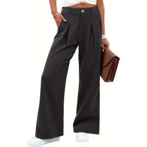 imageANRABESS Women Wide Leg Dress Pants Lightweight High Waisted Business Casual Trousers Dressy Office Work Palazzo Pants SlacksBlack