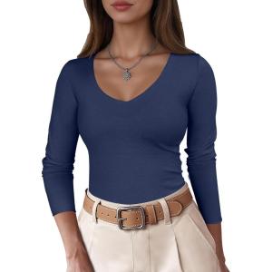 imageANRABESS Womens Fitted Sweaters 2025 Fall Long Sleeve V Neck Basic Tops Lightweight Knitted Slim Dressy Casual Work ShirtsNavy Blue