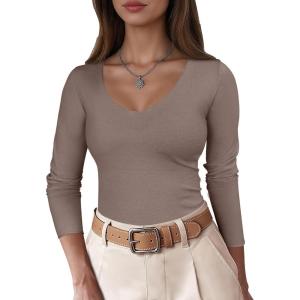 imageANRABESS Womens Fitted Sweaters 2025 Fall Long Sleeve V Neck Basic Tops Lightweight Knitted Slim Dressy Casual Work ShirtsNutmeg