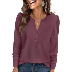 imageANRABESS Womens Long Sleeve Henley Tops Waffle Knit Tunics Shirts Dressy Casual Blouses Cute TShirts 2025 Fall OutfitMauve