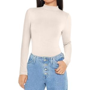imageANRABESS Womens Long Sleeve Mock Neck Tops Slim Fitted Basic Layer Office Work Shirts 2025 Fall Outfits Y2K ClothesBeige