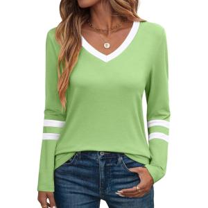 imageANRABESS Womens Long Sleeve Shirts V Neck Color Block Basic Tshirt 2025 Fall Casual Striped Tee Tunics Tops Trendy OutfitsGreen