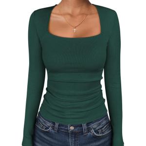 imageANRABESS Womens Long Sleeve Square Neck Tops Ribbed Knit Slim Fit Shirts Basic Tee 2025 Fall Dressy Casual TShirts ClothesDeep Green