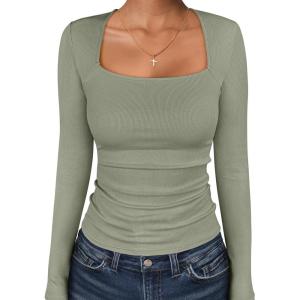 imageANRABESS Womens Long Sleeve Square Neck Tops Ribbed Knit Slim Fit Shirts Basic Tee 2025 Fall Dressy Casual TShirts ClothesSage Green