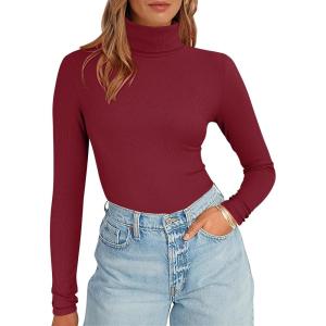 imageANRABESS Womens Long Sleeve Turtleneck Shirts Casual Ribbed Basic Tee Slim Soft Thermal Tops 2025 Fall Going Out ClothesDeep Red