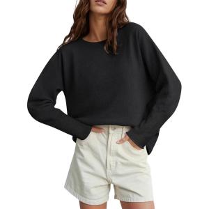 imageANRABESS Womens Oversized Batwing Sleeve Sweaters Crewneck Casual Fall Knit Loose Pullover Tops 2025 Work Winter OutfitsBlack