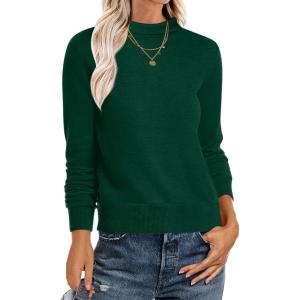 imageANRABESS Womens Turtleneck Long Sleeve Lightweight Casual Fall Sweaters 2025Forest Green