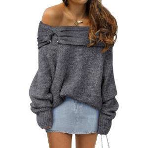 imageANRABESS Womens Wool Blend Off The Shoulder Long Sleeve Soft Knit Sweaters 2025 Fall OutfitsDeep Grey