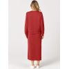 imageANRABESS 2 Piece Skirt Sets For Women Fall Dresses 2025 Long Sleeve Top and Midi Skirts Lounge Travel Outfits Winter ClothesRed
