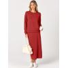 imageANRABESS 2 Piece Skirt Sets For Women Fall Dresses 2025 Long Sleeve Top and Midi Skirts Lounge Travel Outfits Winter ClothesRed
