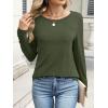 imageANRABESS Long Sleeve Shirts for Women Casual Crewneck Basic Tee Tshirts Loose Fit Curved Hem Tunic Top 2025 Fall OutfitsArmy Green