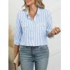 imageANRABESS Long Sleeve Striped Shirts for Women Fall Button Down Cute Tops 2025 V Neck Businese Casual Blouses with PocketsBlue Striped