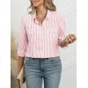 imageANRABESS Long Sleeve Striped Shirts for Women Fall Button Down Cute Tops 2025 V Neck Businese Casual Blouses with PocketsCoral Striped