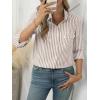 imageANRABESS Long Sleeve Striped Shirts for Women Fall Button Down Cute Tops 2025 V Neck Businese Casual Blouses with PocketsLight Brown Striped
