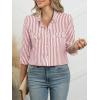 imageANRABESS Long Sleeve Striped Shirts for Women Fall Button Down Cute Tops 2025 V Neck Businese Casual Blouses with PocketsRed Striped