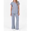 imageANRABESS Lounge Sets For Women Fall Ribbed Knit 2 Piece Pajama Sets Casual Short Sleeve Top and Long Pants Matching OutfitsBlue