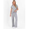 imageANRABESS Lounge Sets For Women Fall Ribbed Knit 2 Piece Pajama Sets Casual Short Sleeve Top and Long Pants Matching OutfitsGrey