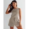 imageANRABESS Romper for Women Short Jumpsuit Summer Casual Dressy Sleeveless Outfits Beach Vacation 2025 Trendy One Piece ClothesBeige