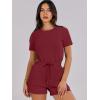 imageANRABESS Romper for Women Short Sleeve Summer Tshirt One Piece Jumpsuit Beach Vacation Travel Outfits 2025 Dressy ClothesBurgundy
