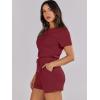 imageANRABESS Romper for Women Short Sleeve Summer Tshirt One Piece Jumpsuit Beach Vacation Travel Outfits 2025 Dressy ClothesBurgundy