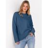 imageANRABESS Sweaters for Women 2025 Fall Long Sleeve Casual Loose Fit Knitted High Low Hem Basic Pullover Sweater TopsDark Blue