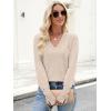 imageANRABESS Sweaters for Women Long Sleeve V Neck Shirts Business Casual Work Blouses 2025 Fall Loose Knit Pullover Sweater TopsAlmond