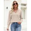 imageANRABESS Sweaters for Women Long Sleeve V Neck Shirts Business Casual Work Blouses 2025 Fall Loose Knit Pullover Sweater TopsAlmond