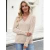 imageANRABESS Sweaters for Women Long Sleeve V Neck Shirts Business Casual Work Blouses 2025 Fall Loose Knit Pullover Sweater TopsAlmond
