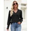 imageANRABESS Sweaters for Women Long Sleeve V Neck Shirts Business Casual Work Blouses 2025 Fall Loose Knit Pullover Sweater TopsBlack
