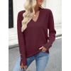 imageANRABESS Sweaters for Women Long Sleeve V Neck Shirts Business Casual Work Blouses 2025 Fall Loose Knit Pullover Sweater TopsBurgund