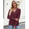 imageANRABESS Sweaters for Women Long Sleeve V Neck Shirts Business Casual Work Blouses 2025 Fall Loose Knit Pullover Sweater TopsBurgund