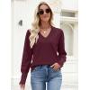 imageANRABESS Sweaters for Women Long Sleeve V Neck Shirts Business Casual Work Blouses 2025 Fall Loose Knit Pullover Sweater TopsBurgund
