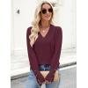 imageANRABESS Sweaters for Women Long Sleeve V Neck Shirts Business Casual Work Blouses 2025 Fall Loose Knit Pullover Sweater TopsBurgund