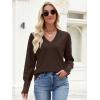 imageANRABESS Sweaters for Women Long Sleeve V Neck Shirts Business Casual Work Blouses 2025 Fall Loose Knit Pullover Sweater TopsCoffee