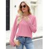 imageANRABESS Sweaters for Women Long Sleeve V Neck Shirts Business Casual Work Blouses 2025 Fall Loose Knit Pullover Sweater TopsCoral Pink