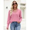imageANRABESS Sweaters for Women Long Sleeve V Neck Shirts Business Casual Work Blouses 2025 Fall Loose Knit Pullover Sweater TopsCoral Pink