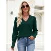 imageANRABESS Sweaters for Women Long Sleeve V Neck Shirts Business Casual Work Blouses 2025 Fall Loose Knit Pullover Sweater TopsDark Green