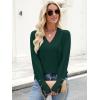 imageANRABESS Sweaters for Women Long Sleeve V Neck Shirts Business Casual Work Blouses 2025 Fall Loose Knit Pullover Sweater TopsDark Green