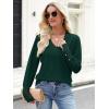imageANRABESS Sweaters for Women Long Sleeve V Neck Shirts Business Casual Work Blouses 2025 Fall Loose Knit Pullover Sweater TopsDark Green