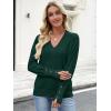 imageANRABESS Sweaters for Women Long Sleeve V Neck Shirts Business Casual Work Blouses 2025 Fall Loose Knit Pullover Sweater TopsDark Green