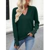 imageANRABESS Sweaters for Women Long Sleeve V Neck Shirts Business Casual Work Blouses 2025 Fall Loose Knit Pullover Sweater TopsDark Green