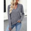 imageANRABESS Sweaters for Women Long Sleeve V Neck Shirts Business Casual Work Blouses 2025 Fall Loose Knit Pullover Sweater TopsDark Grey