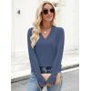 imageANRABESS Sweaters for Women Long Sleeve V Neck Shirts Business Casual Work Blouses 2025 Fall Loose Knit Pullover Sweater TopsDeep Blue