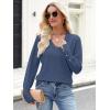 imageANRABESS Sweaters for Women Long Sleeve V Neck Shirts Business Casual Work Blouses 2025 Fall Loose Knit Pullover Sweater TopsDeep Blue