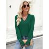 imageANRABESS Sweaters for Women Long Sleeve V Neck Shirts Business Casual Work Blouses 2025 Fall Loose Knit Pullover Sweater TopsForest Green