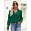 imageANRABESS Sweaters for Women Long Sleeve V Neck Shirts Business Casual Work Blouses 2025 Fall Loose Knit Pullover Sweater TopsForest Green