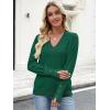 imageANRABESS Sweaters for Women Long Sleeve V Neck Shirts Business Casual Work Blouses 2025 Fall Loose Knit Pullover Sweater TopsForest Green